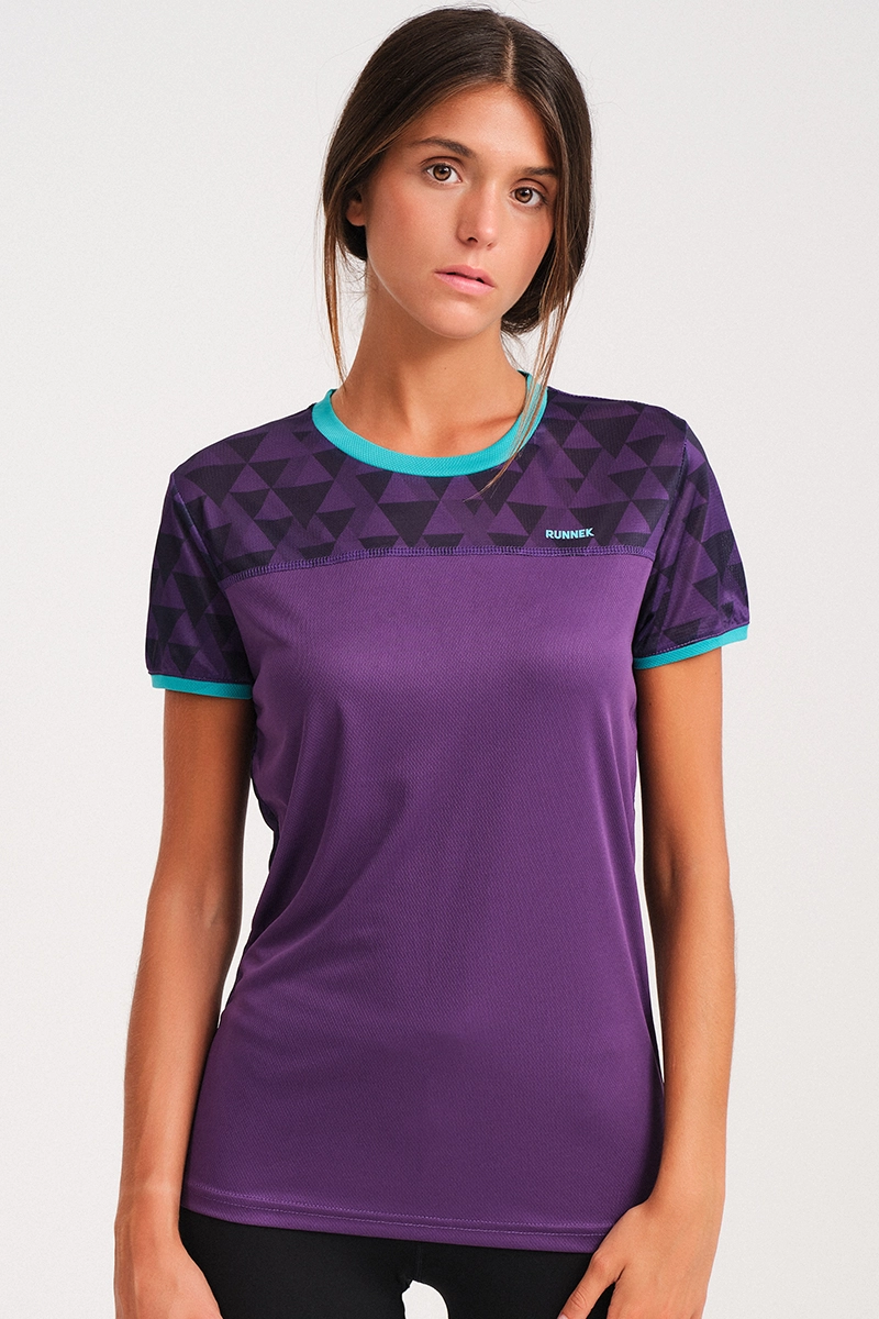 Camiseta Manga Corta Sky Mujer Deep Purple Con Turquesa